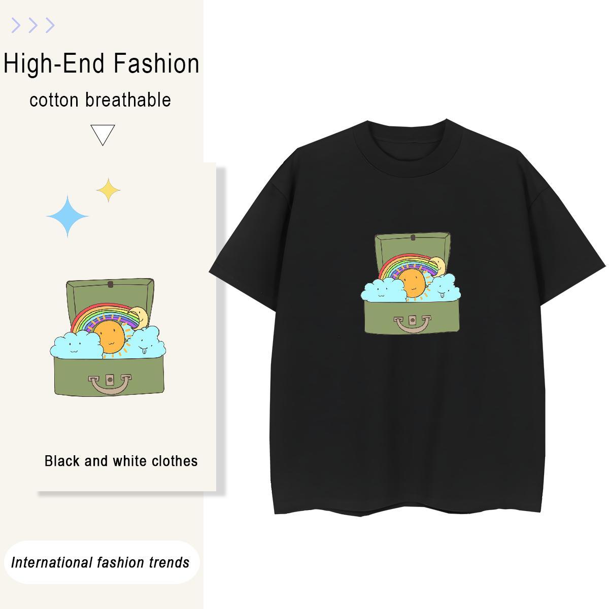 Brand Womens Tshirts 230g Pure Cotton icon High Street Hip Hop T shirt Breathable Anime Oversized Tees