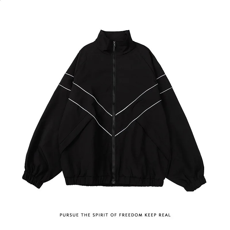 Men Jackets Streetwear Oversized Outdoor Jacket Male Autumn Trend Windbreak Coat Couple Fashion Loose Zipper All-match Tops 240824
