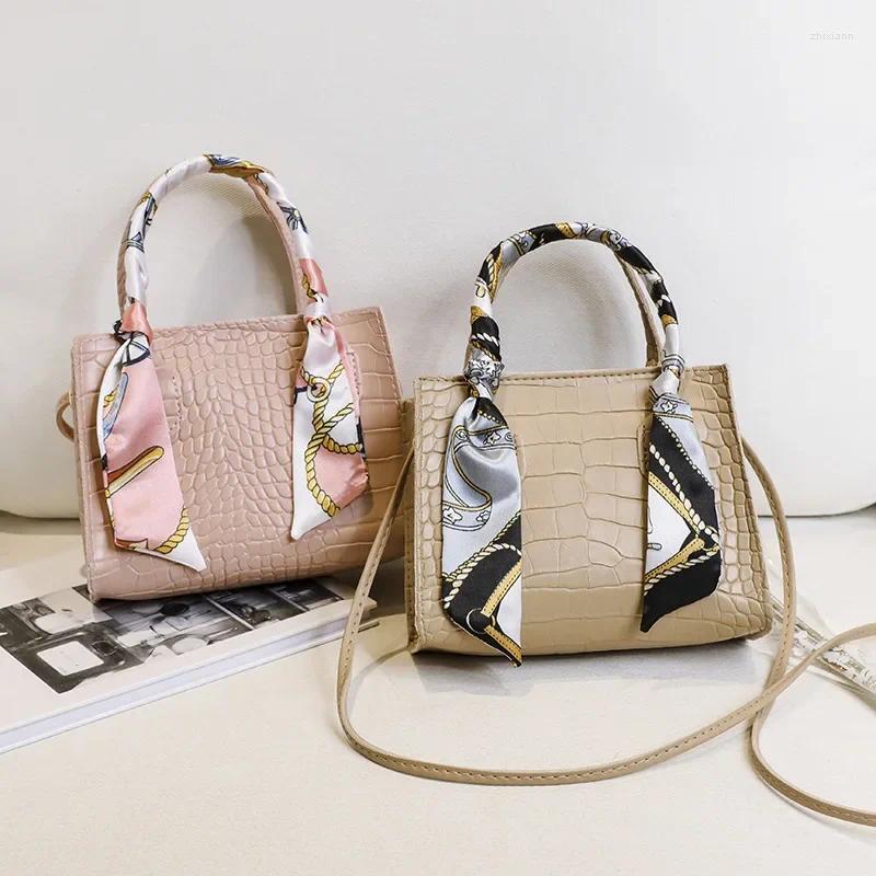Bag Scarfs Accent Rhombus Shoulder Bag: Chic Chain Crocodile Pattern Oblique Span With Optional Silk Handbag Scarf New Free Delivery Designer Bag