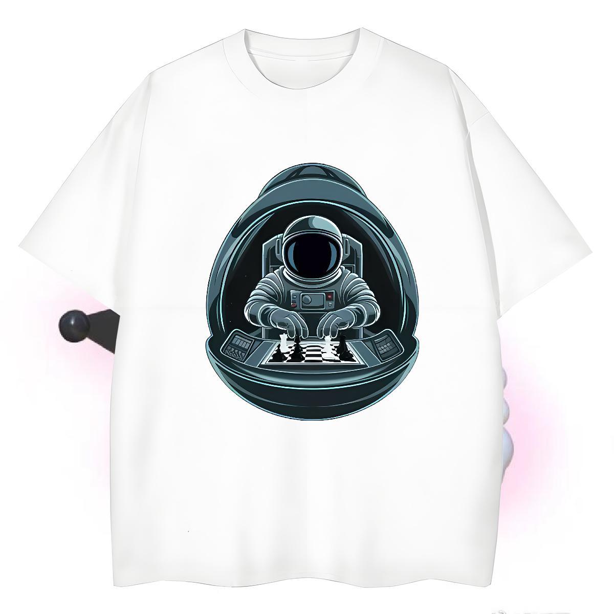 Popular Man T Shirts 230g Pure Cotton spaceman Casual Custom Cartoon Short Sleeve O-Neck Men Tshirts DIY Tops