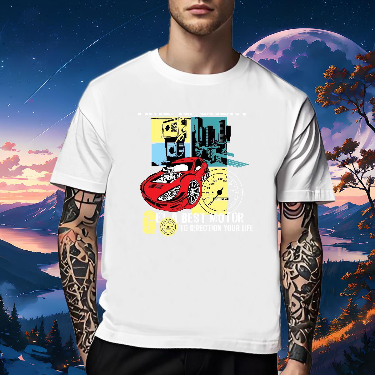 Free Shipping T shirt 230g 100% Cotton car Hip Hop Oversized Breathable Short Sleeve Tshirts 2024 Tees Shirts