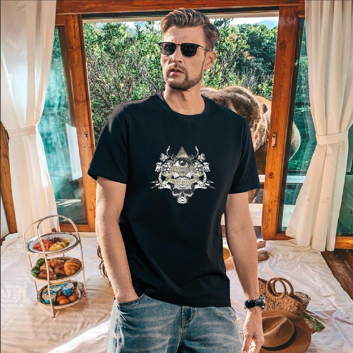 Cool Design Mens T Shirts 230g Pure Cotton eye of the devil Casual Beach Customized Print Breathable Short Sleeve Men Tops Tees Casual New Polos