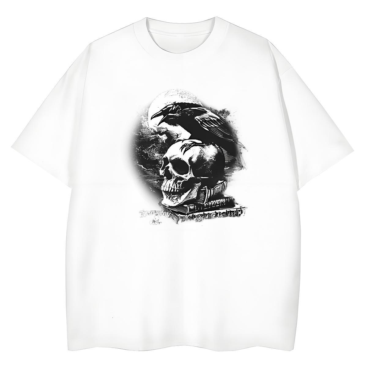 Loose Fit T Shirt For Man 100% Cotton 230g skull Street Customized Print Round Neck Short Sleeve Men Tees DIY Clothings