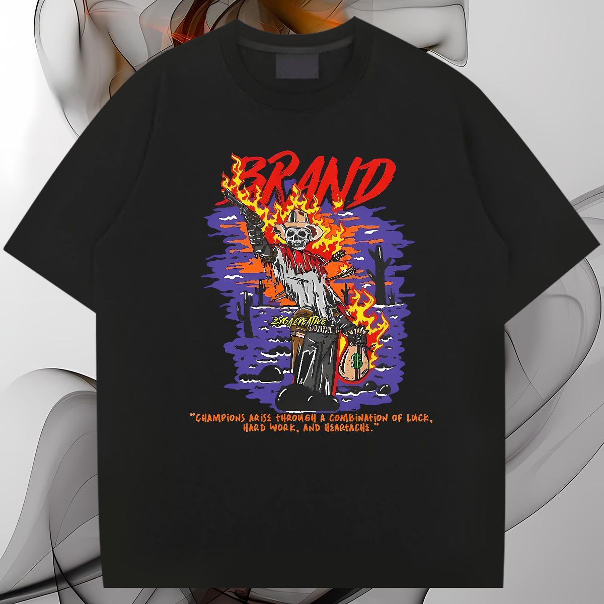 Cool Design T Shirt For Man 100% Cotton 230g skull Hip Hop Street Anime Crew Neck Breathable Tshirts Fashion Casual Tops Tees
