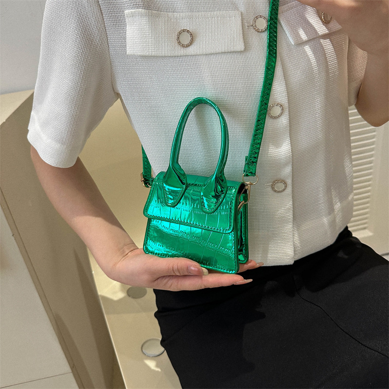 Trendy handbag shoulder bag candy color glossy stone pattern