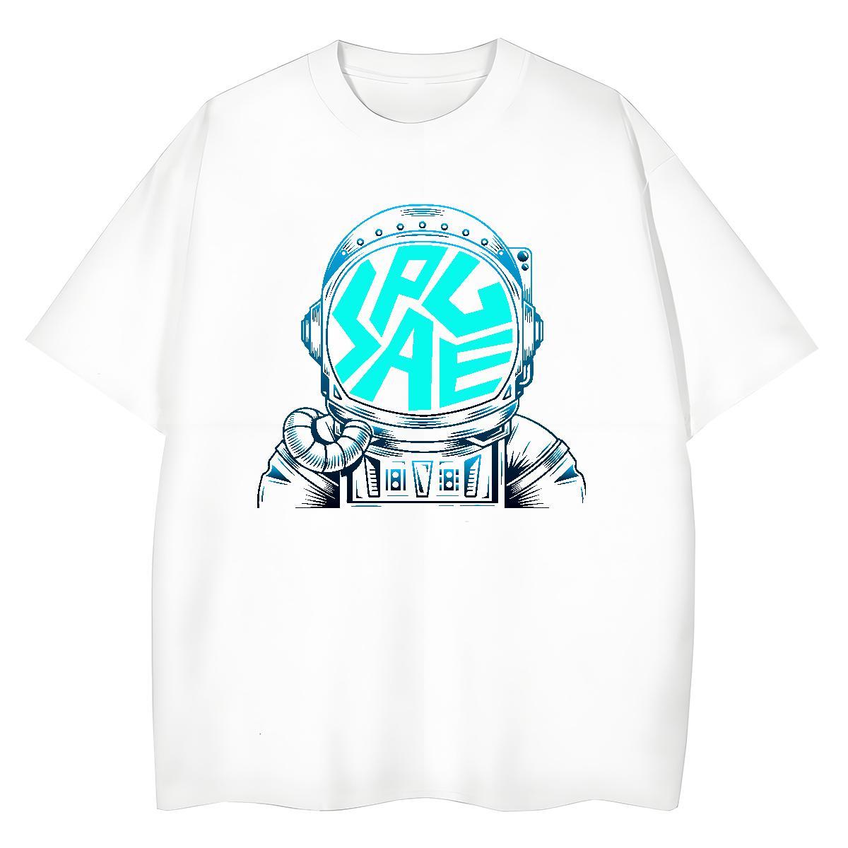Loose Woman Tshirt 230g 100% Cotton cosmonaut Street Women T Shirts O-Neck Short Sleeve Graphic Polos