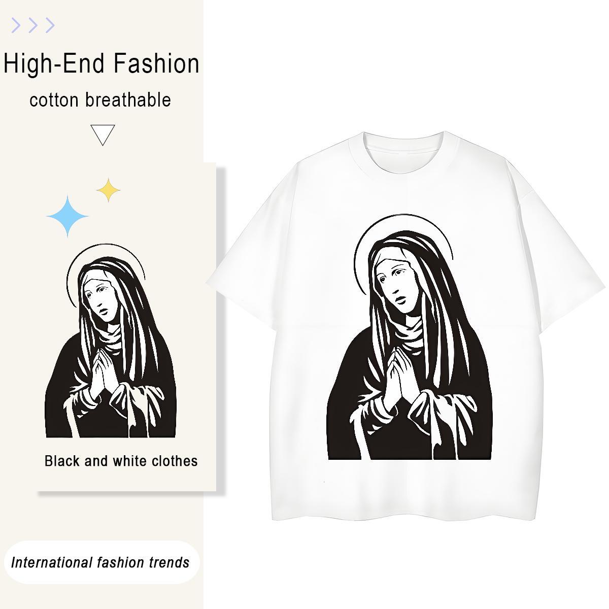 Loose Tshirt for Man Woman 230g Cotton nun Daily Outfit T shirt Short Sleeve O-Neck Black White Tshirts