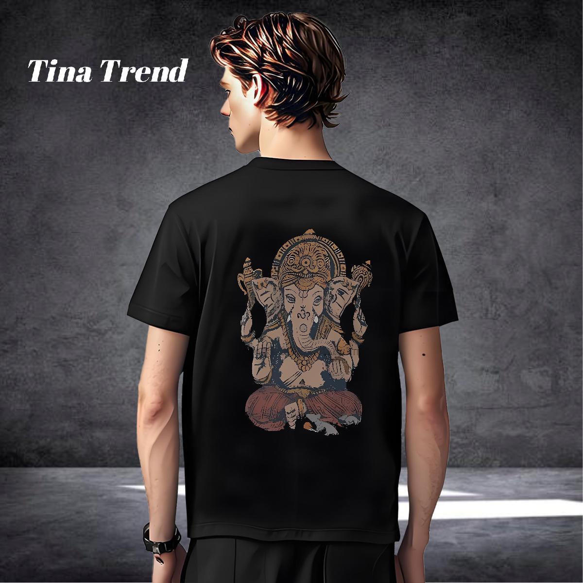 Unisex T-Shirts 230g Pure Cotton Ganesha Anime Printing Street Asian Size Breathable Crew Neck Couples T Shirts Designer Fashion Tees Shirts