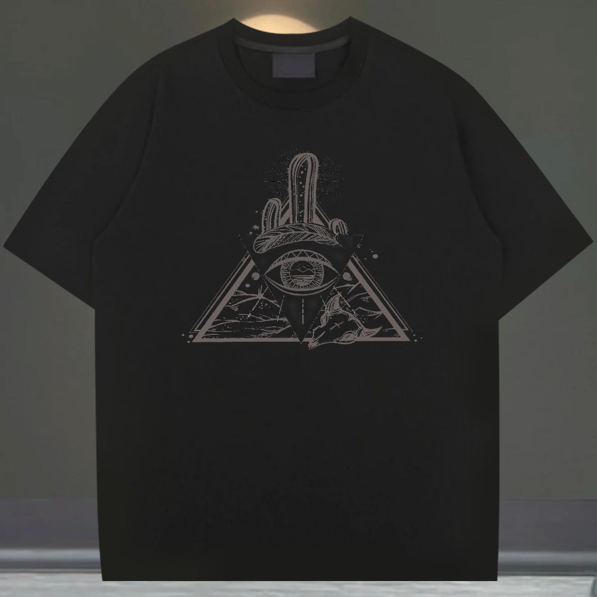 Soft T-Shirts 230g 100% Cotton eye of the devil Street Casual Floral Print Round Neck Short Sleeve Couples T Shirts Fashion Design Tees