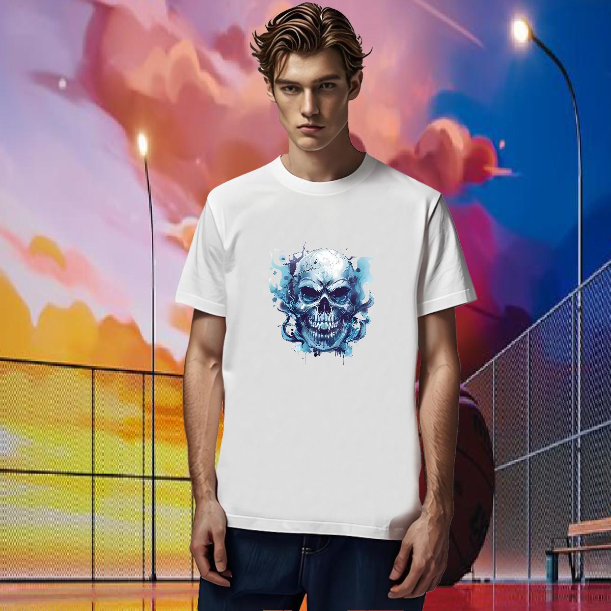 Wholesale Man T Shirts 230g Pure Cotton skull Street wear Hip Hop DIY Logo Oversized Breathable Short Sleeve Tshirt for Man Woman Designer Fashion Top