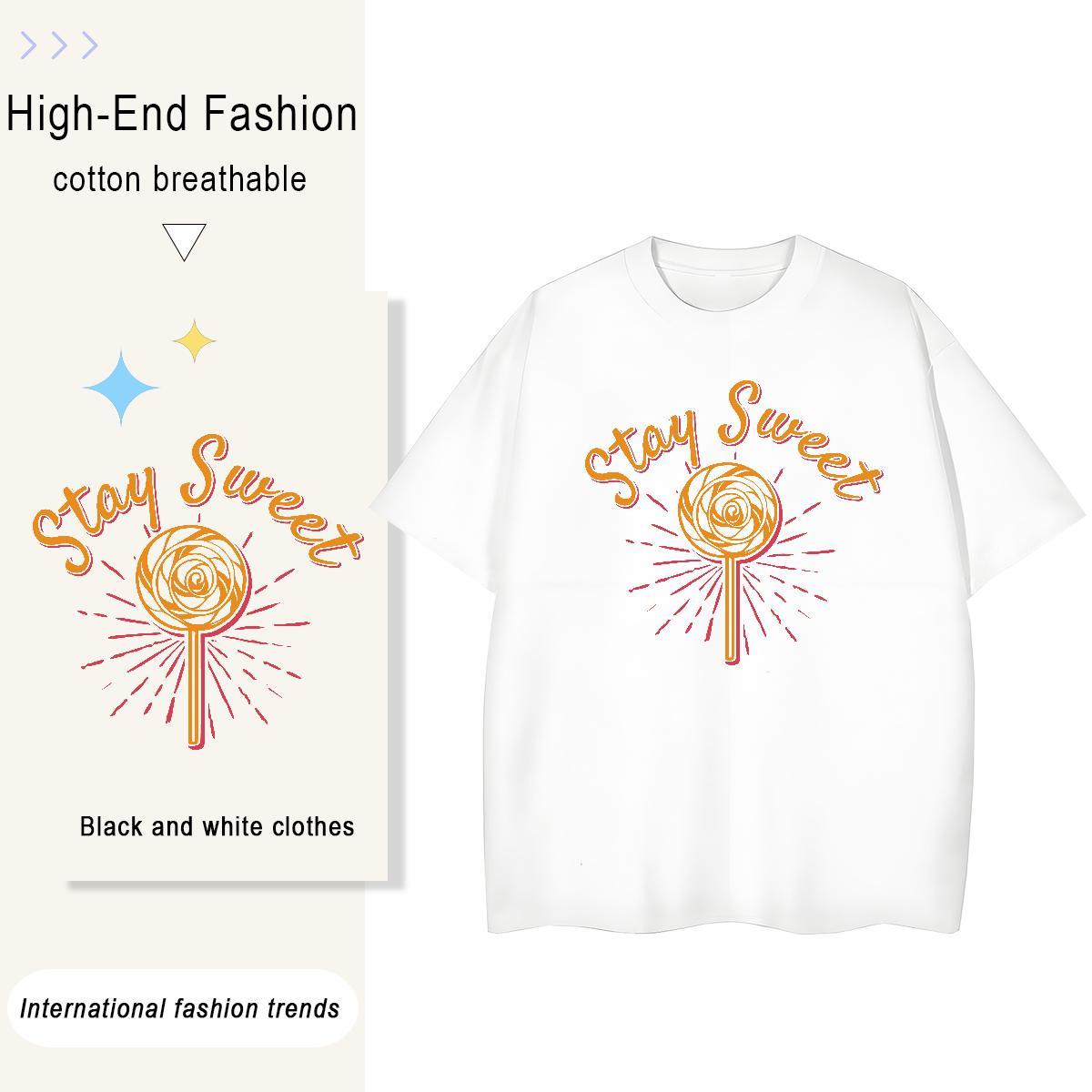 Designer Nice Unisex Tshirts 230g 100% Cotton lollipop Spring Summer T shirt Breathable Short Sleeve Black Oversized Tops Tees