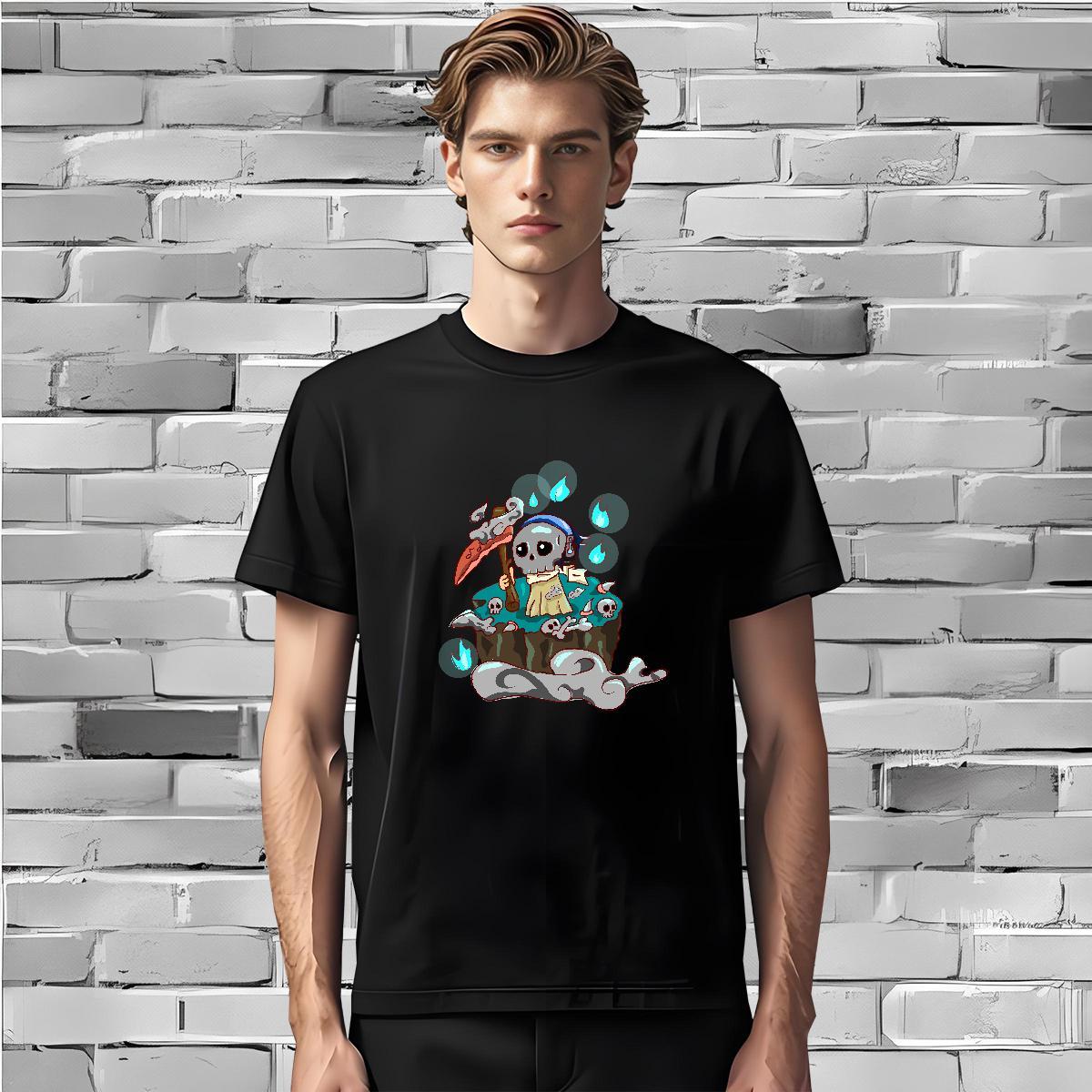 Unisex Mens T Shirts 230g Cotton skull Street Wear Custom Printing Breathable Crew Neck Men Tshirts 2024 DIY Polos