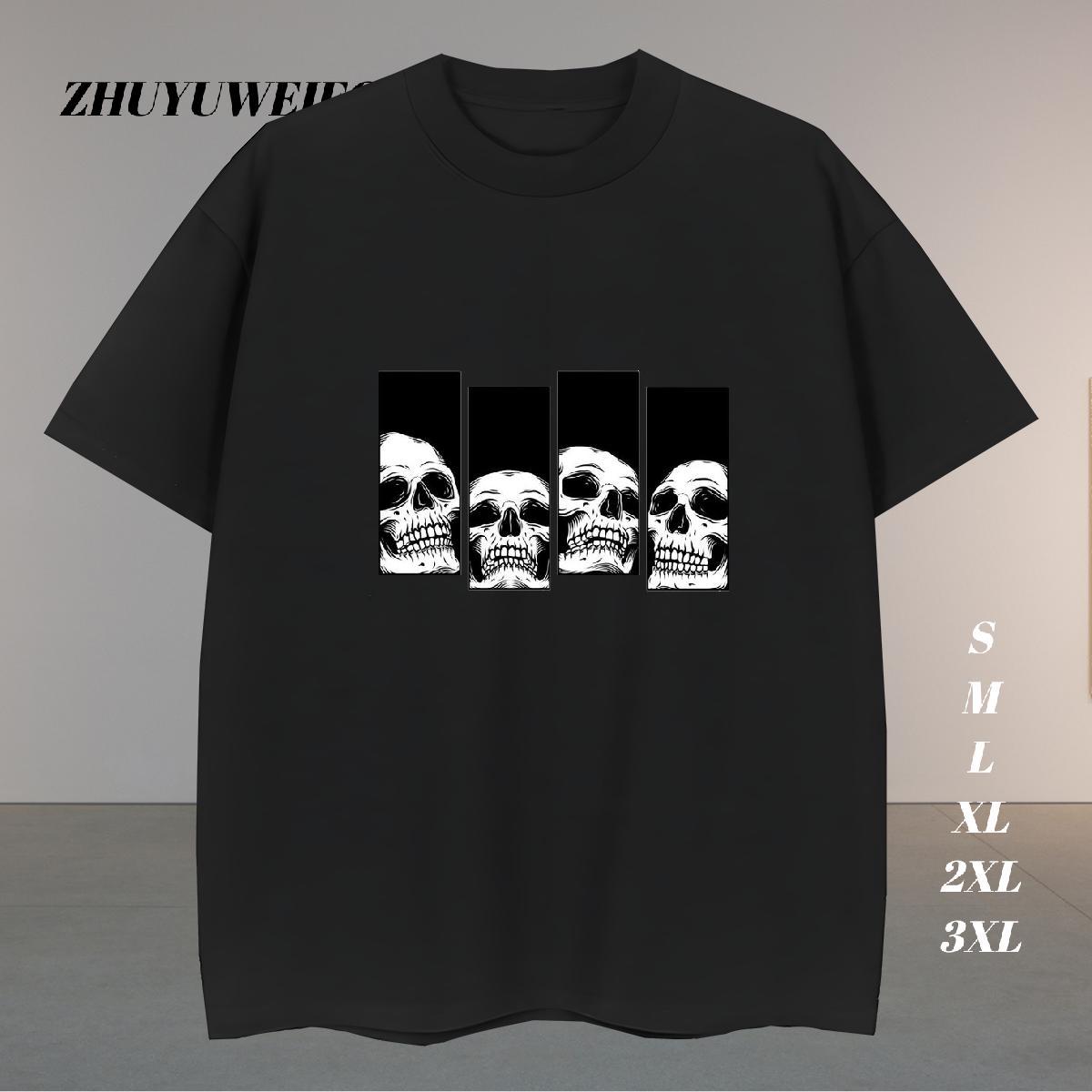Designer T-Shirts for Men 230g Cotton skull Summer Casual Oversized Crew Neck Breathable Men Clothes T-Shirt New Designer Polos
