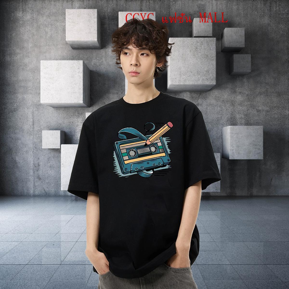 2024 Mens Tshirts radio Street wear Hip Hop 230g Cotton Tops Shirt Pure Cotton Soft T Shirt For Man Asian Size
