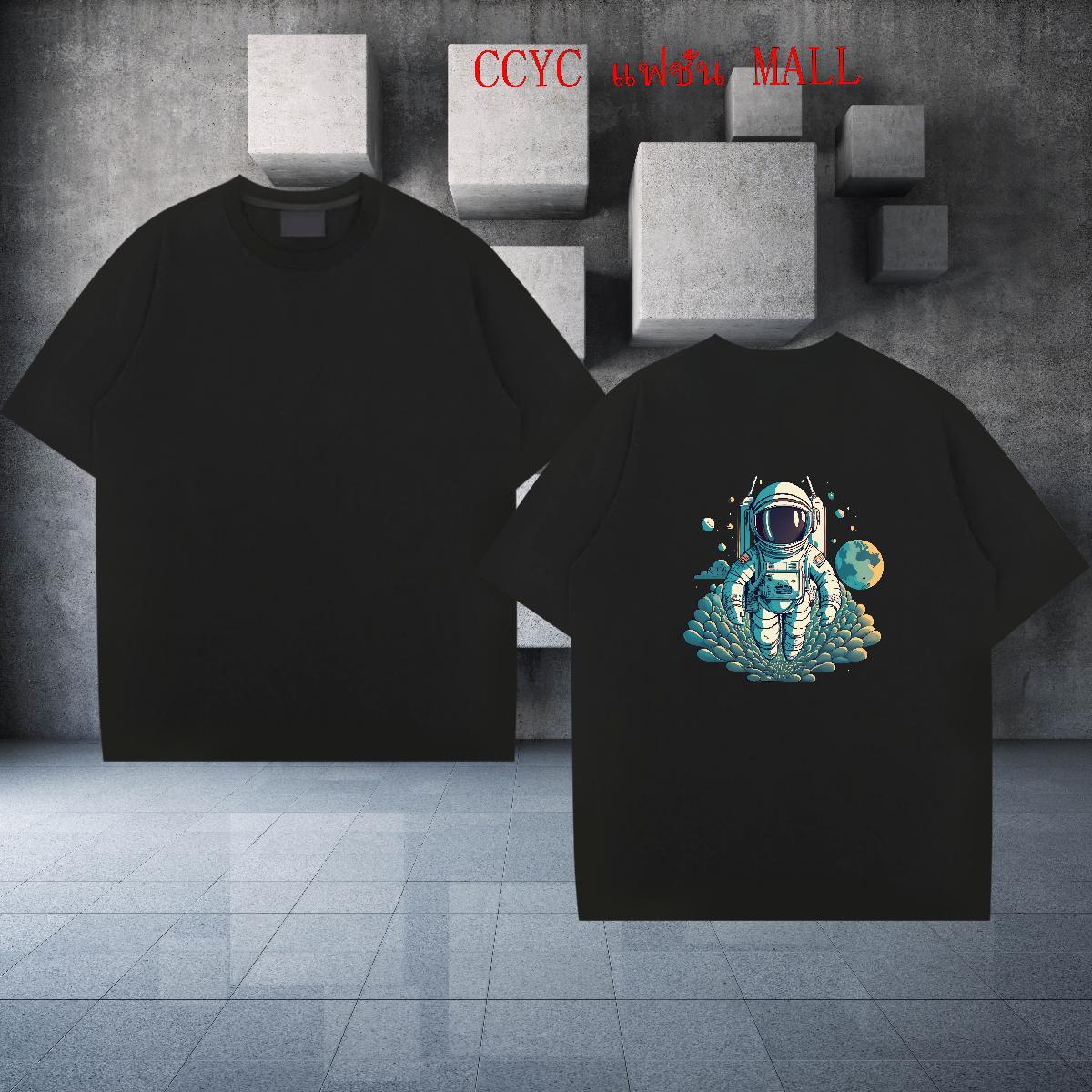 High Quality T-Shirts 100% Cotton 230g spaceman Daily Outfit Cartoon Print Round Neck Short Sleeve Men Clothes T-Shirt Stylist Tees