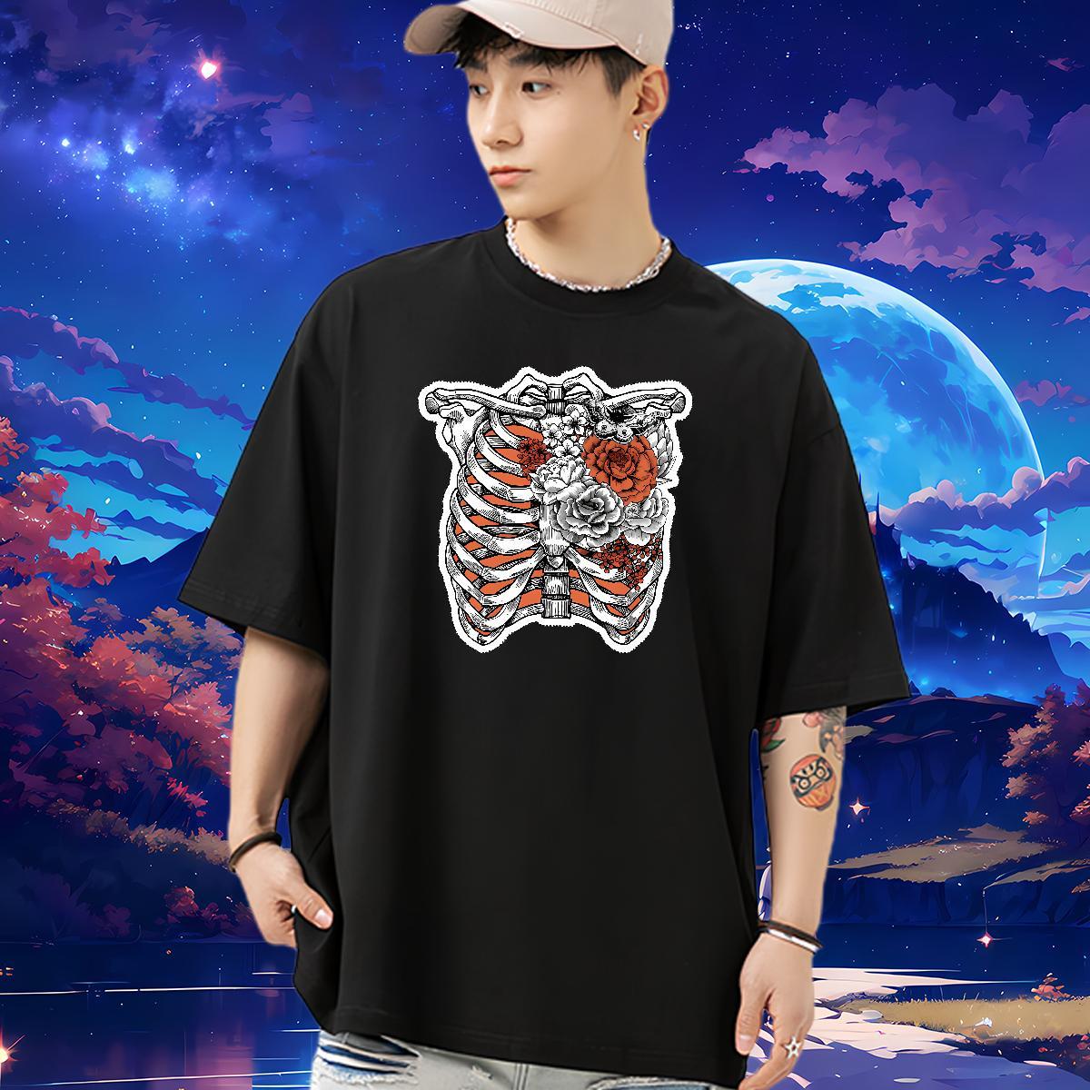 High Quality Mens T Shirts 230g Cotton flower Sport Custom Printing Breathable Short Sleeve Tshirts Fashion New Wear