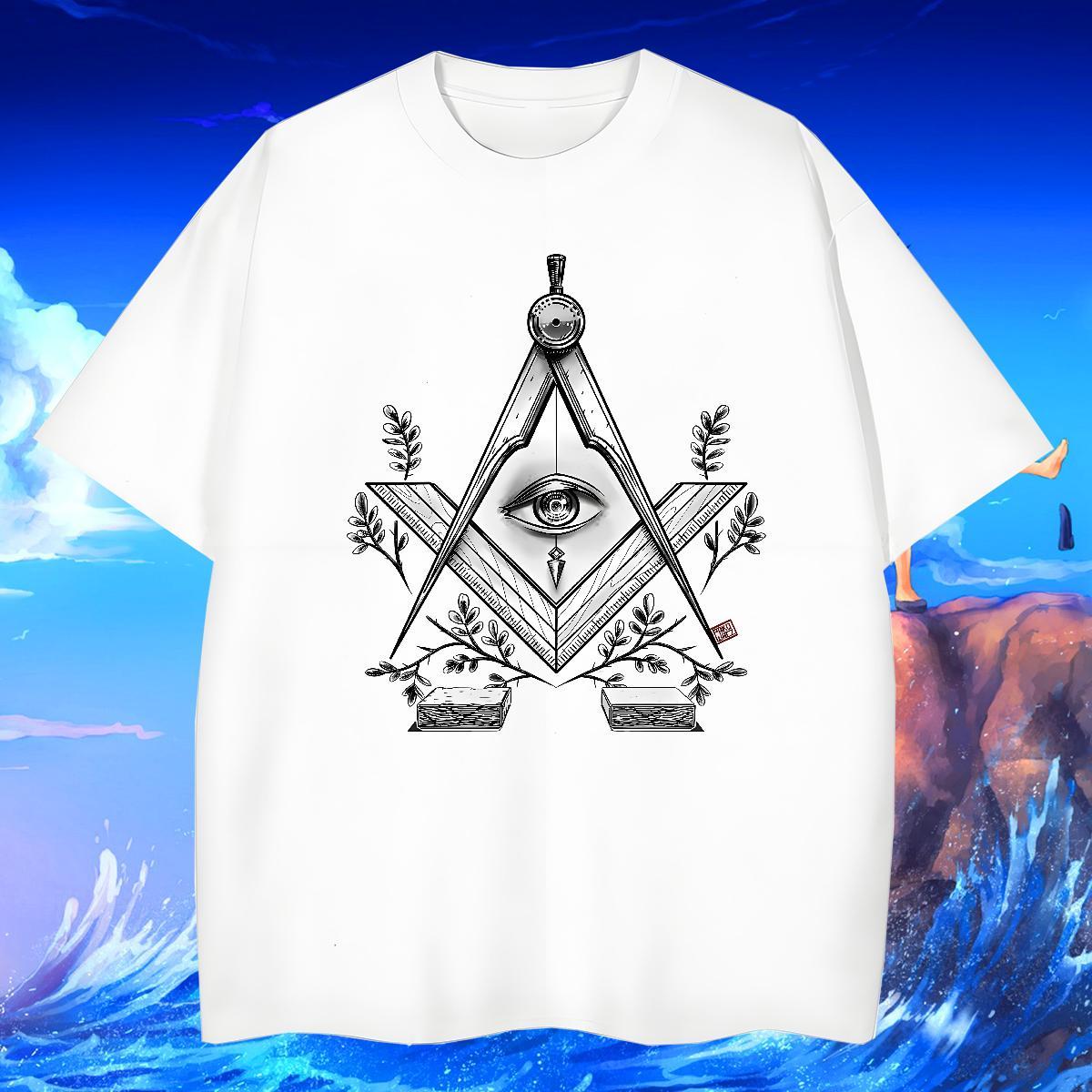 Comfortable Men T Shirts 230g 100% Cotton eye of the devil Summer Casual Graphic Crew Neck Breathable Men Tees Factory Direct Polos