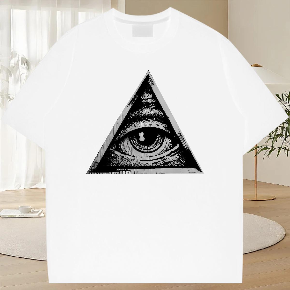 Loose Fit Man T Shirts 230g Cotton eye of the devil Daily Outfit Custom Big Size Crew Neck Breathable Couples T Shirts Brand Tops Shirt
