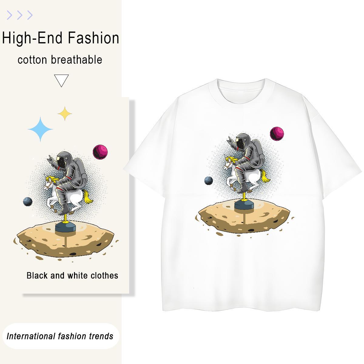 Comfortable Couples T Shirts 230g Cotton universe Sports Casual T shirt Breathable Crew Neck Custom Printing Tshirts
