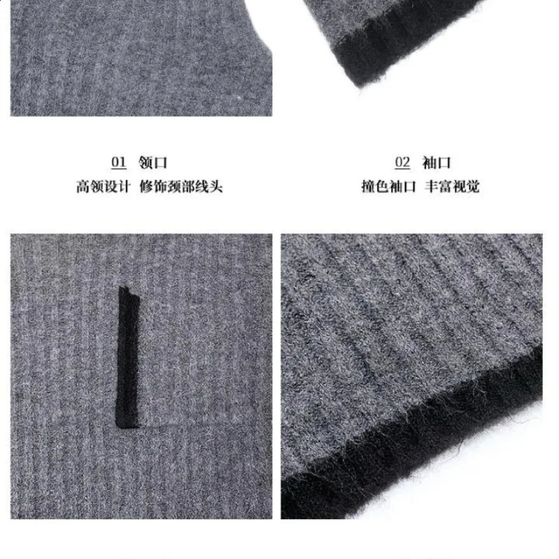Autumn and Winter Womens Pullover Solid High Neck Screw Thread Slim Fit Loose Long Sleeve Sweater Knitted Underlay Fashion Tops 240824
