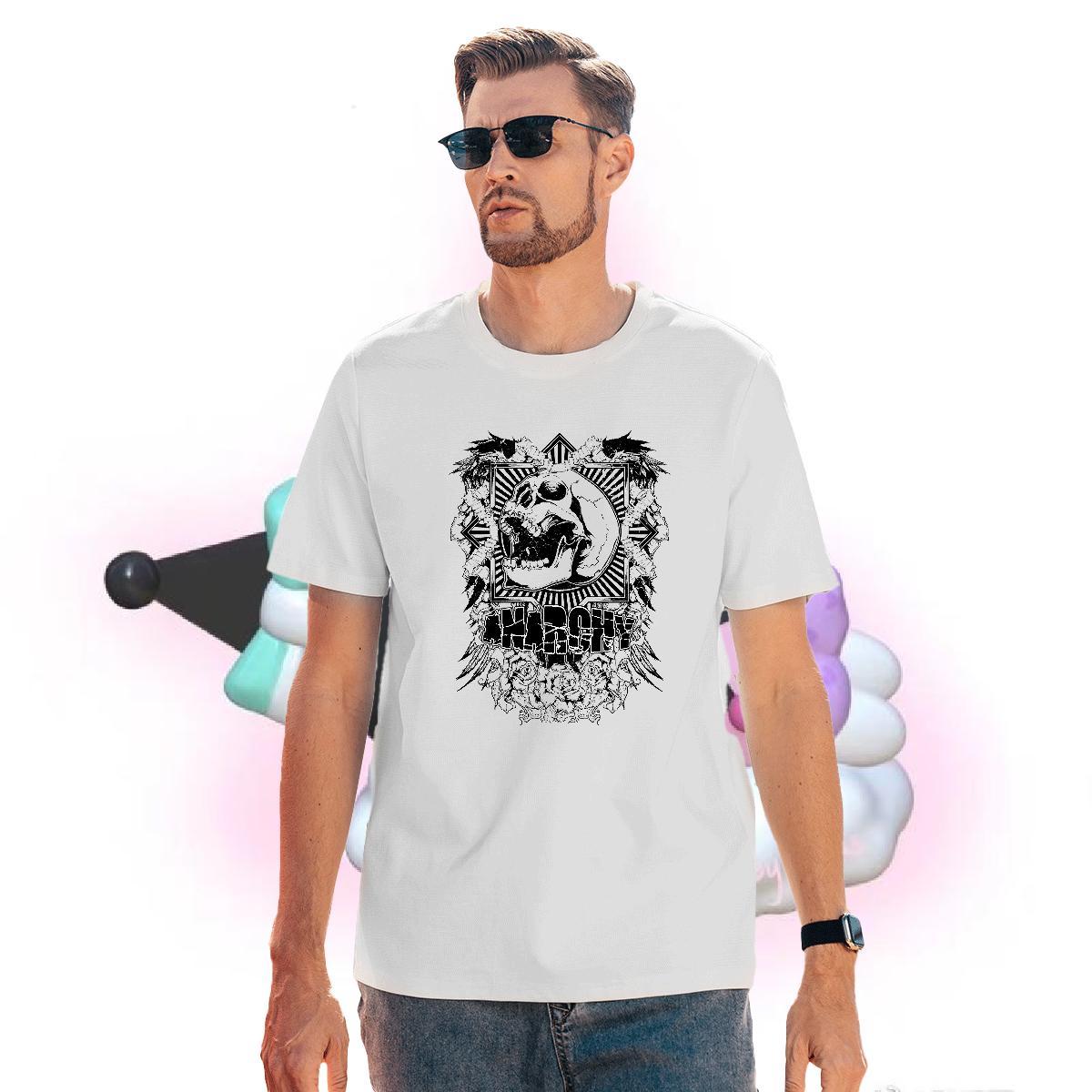 Unisex T Shirts Men 100% Cotton 230g skull High Street Hip Hop Custom Print Oversized Breathable Crew Neck Couples T Shirts New Designer Tops