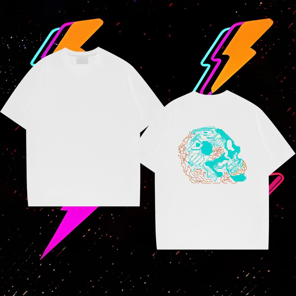 Loose Fit T-Shirts 230g 100% Cotton skull Beach DIY Anime Breathable Crew Neck Couples T Shirts 2024 New Tops