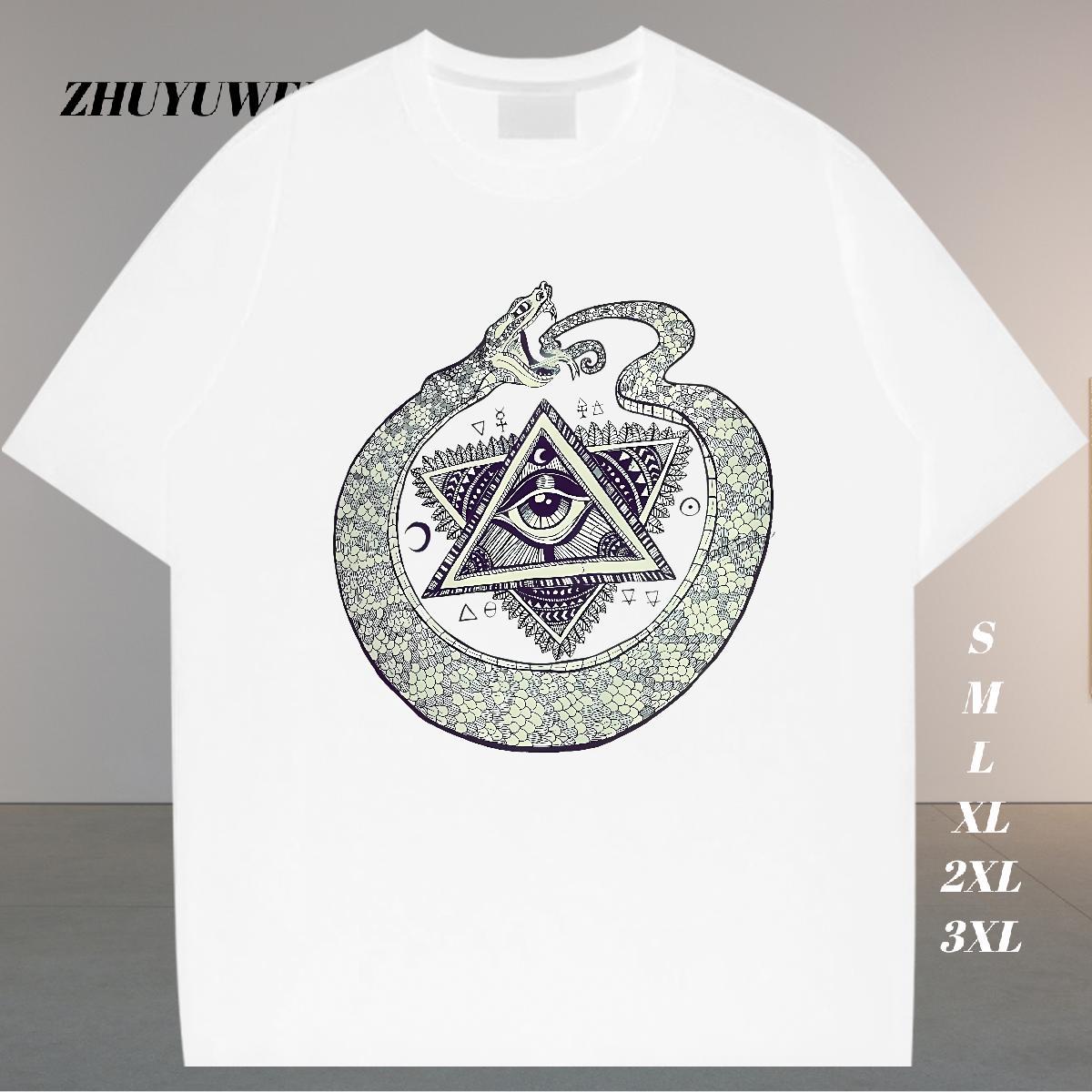 Comfortable T Shirts Men 100% Cotton 230g eye of the devil Casual Beach DIY Crew Neck Mens Tshirts Factory Direct Clothings