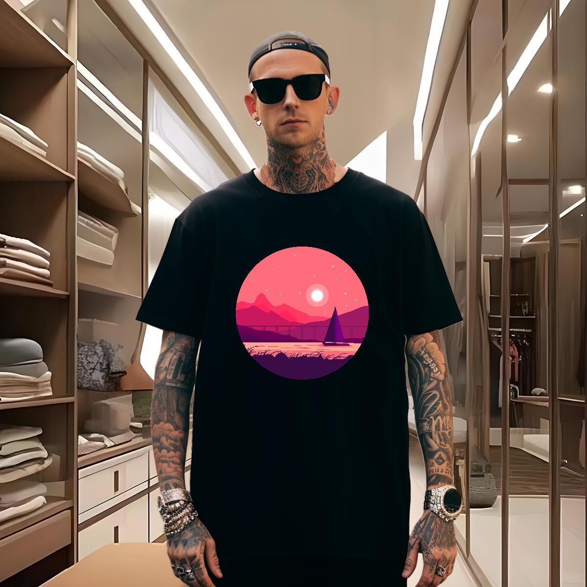 Soft Man T Shirts 230g 100% Cotton sky Home Outdoor Custom Printing Breathable Soft Men Clothes T-Shirt Classic Casual Wear