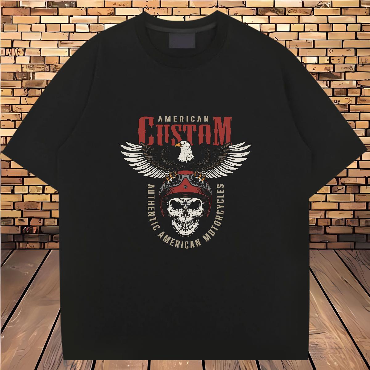 Unisex Man T Shirts 230g Cotton skull Daily Outfit Asian Size Breathable Short Sleeve Men Tees Fashion Design Clothes