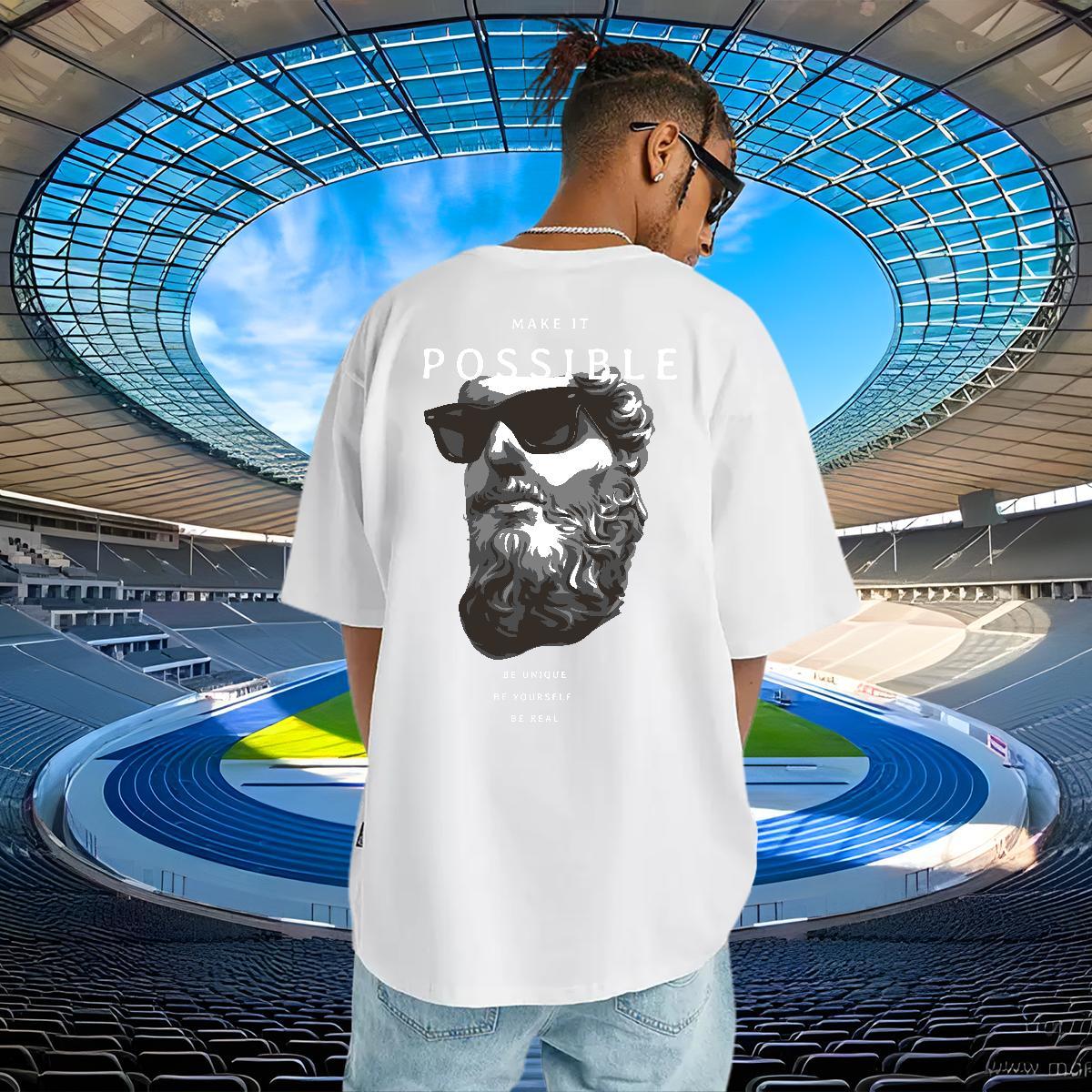 Wholesale T-Shirts 230g Pure Cotton portrait Beach Anime Print Round Neck Short Sleeve Men Tshirts Fashion Design Wear