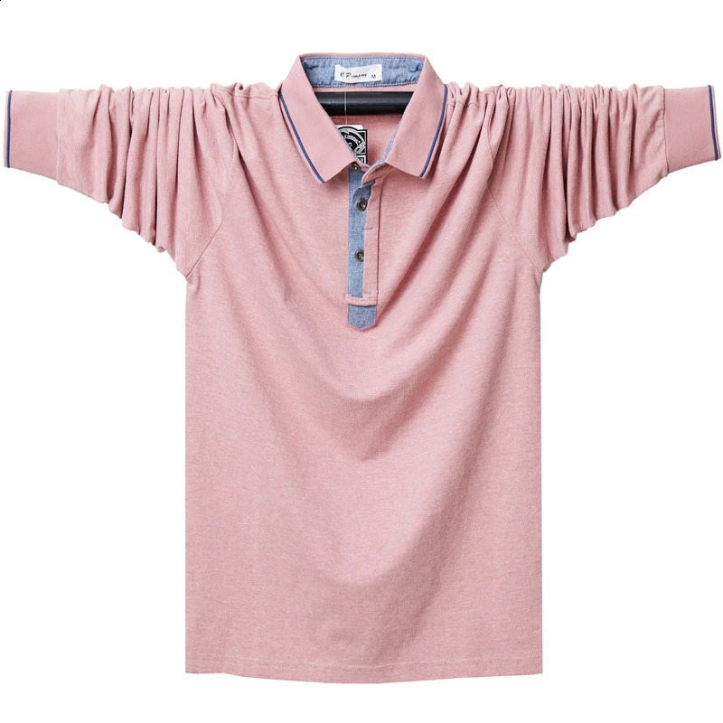 Autumn Men Long-sleeved Polo Shirt Plus Size Men Loose Fashion Soild Polo Shirt Casual Cotton Top Tees Large Size 6XL 240824