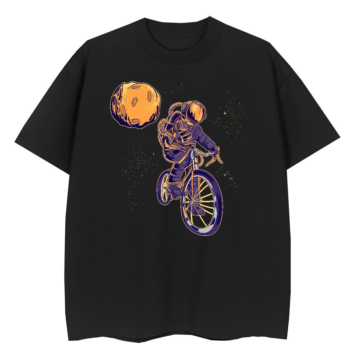 Loose Tshirt for Man Woman 100% Cotton 230g cosmonaut Street Wear Women T Shirts Short sleeve Soft Cartoon Anime Top Shirts