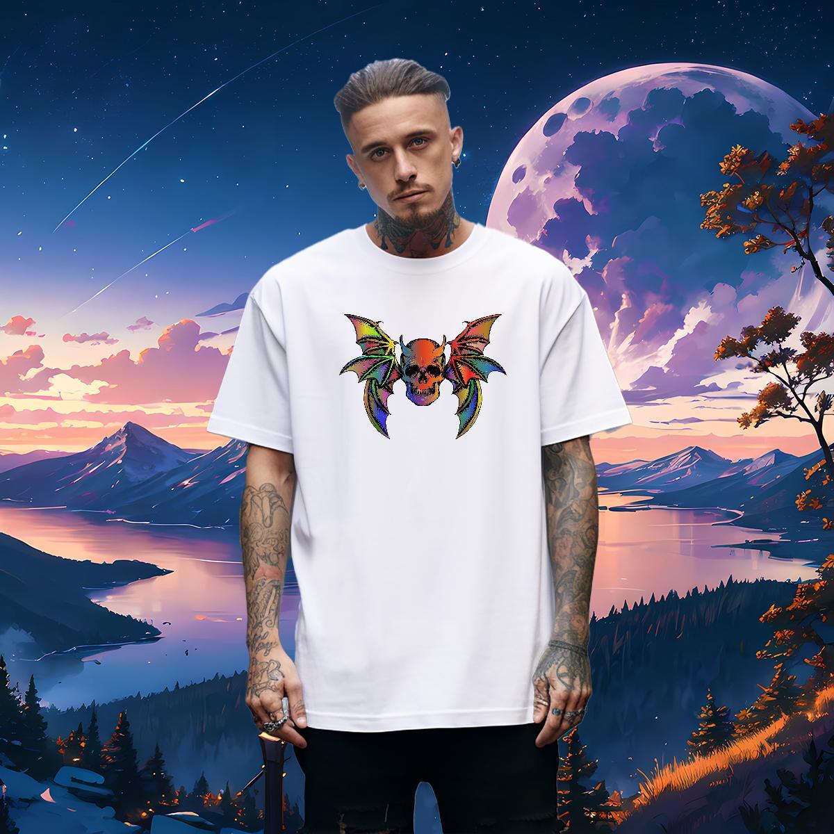 Cool Design T Shirts Men 230g Pure Cotton skull Casual Beach Custom Printed Breathable Short Sleeve Mens Tshirts 2024 Designer Polos