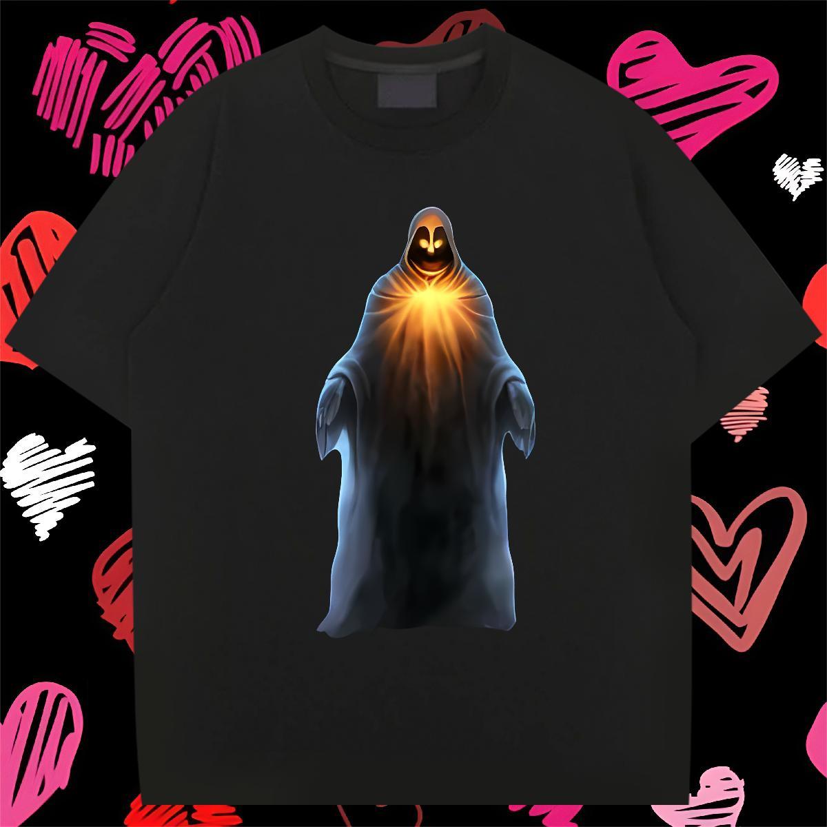 Loose Fit T shirt 100% Cotton 230g skull Beach Cartoon Printing L-4XL Breathable Tshirt for Man Woman DIY Customized Tops