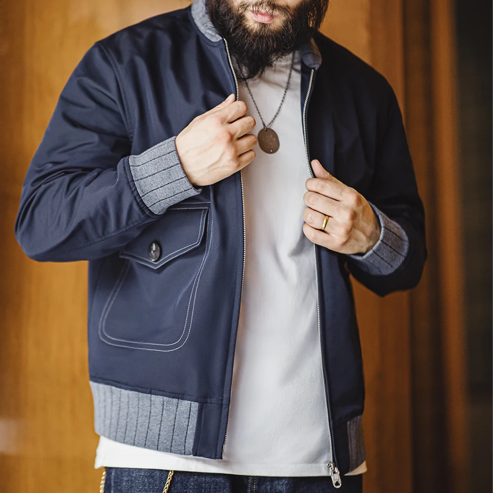 Maden Workwear American Retro A1 Pilot Jacket Bomber Short Contrasting Color Patchwork Baseball Mens Autumn 240824