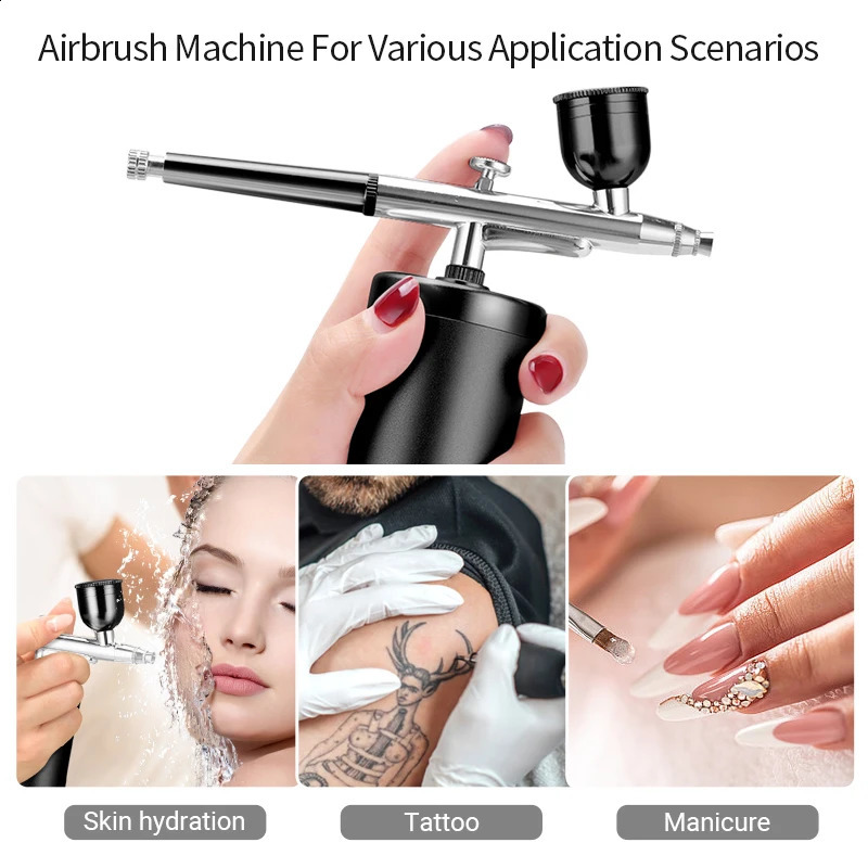 Wireless spray gun with compressor charging kit used for beauty nail art tattoo craft cake paint 240823
