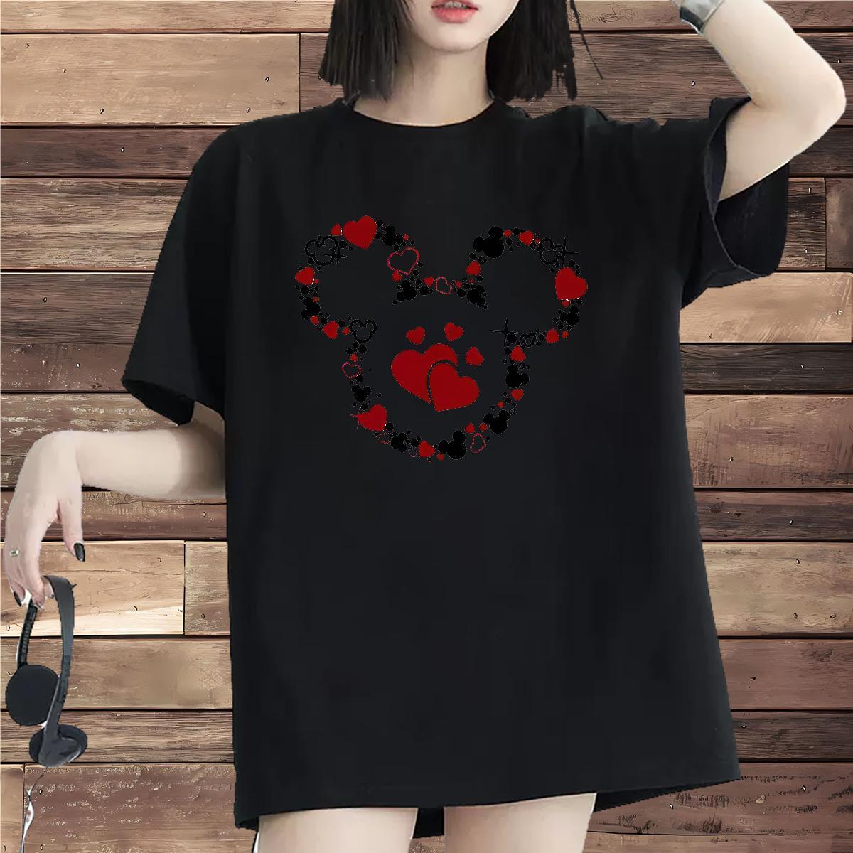 Wholesale Women Tees 230g Cotton painting Spring Summer Woman T Shirts Breathable Cartoon Printing L-4XL Top Shirts