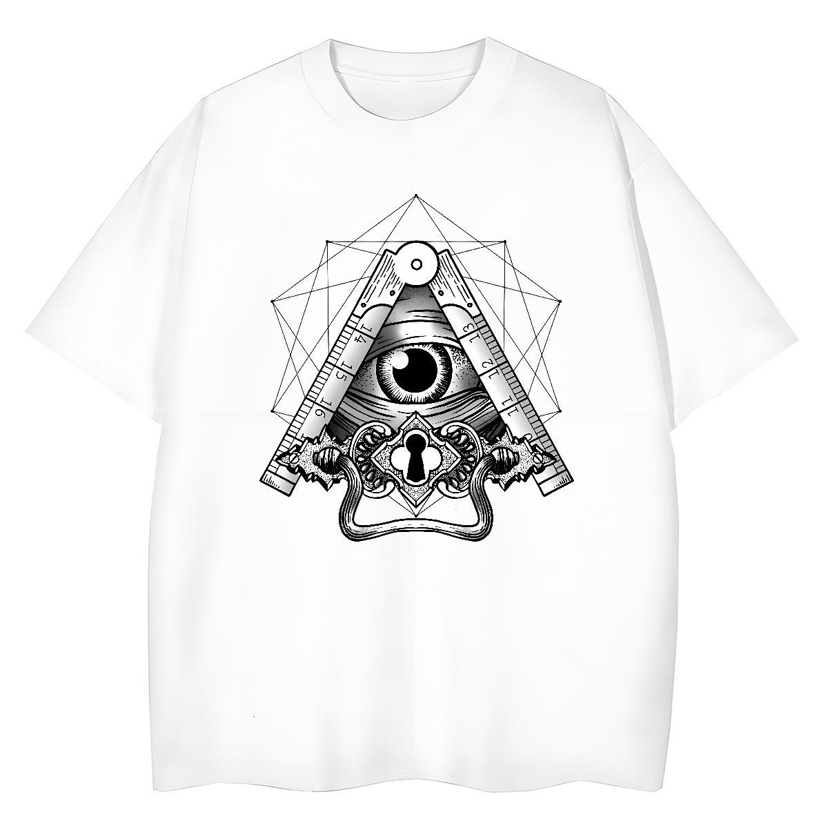 High Quality T Shirts Men 230g Cotton eye of the devil Sports Casual Asian Size Short Sleeve O-Neck Men Tops Tees 2024 New Polos