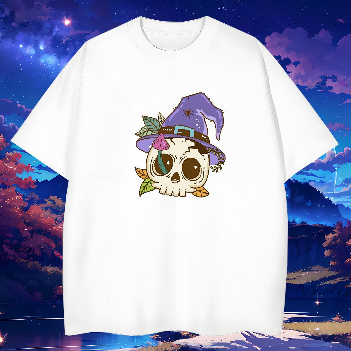 High Quality T Shirt For Man 230g Cotton skull Spring Summer DIY Printed Short Sleeve Soft Men Clothes T-Shirt Designer Tops Tees