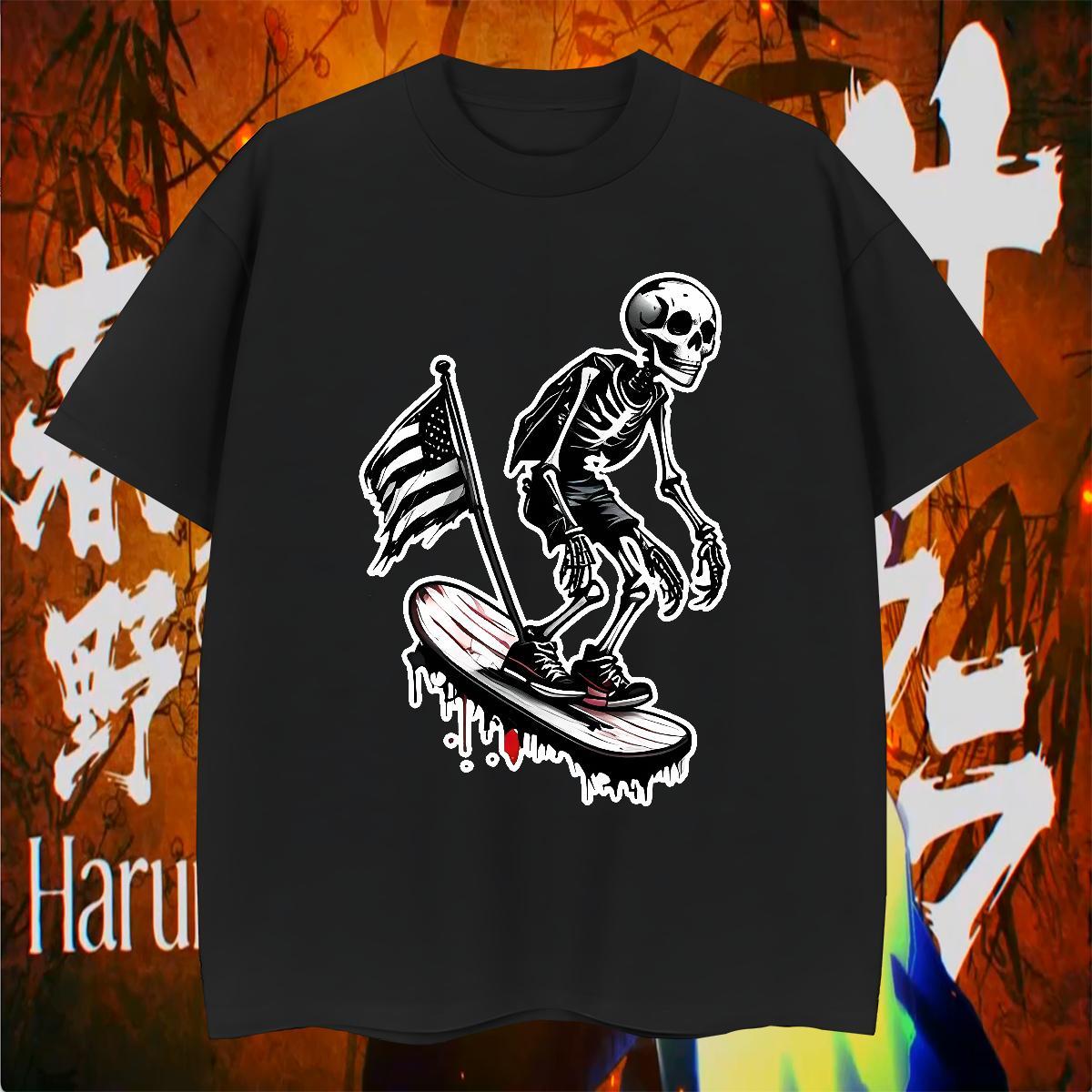 TOP Quality T-Shirts 230g Pure Cotton skateboarding Street Wear DIY Anime Crew Neck Tshirt for Man Woman Classic Clothings
