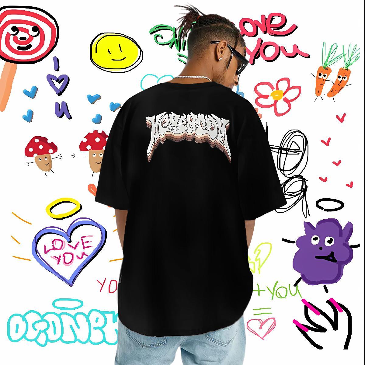 Free Shipping T Shirts Men 230g Cotton letter Outdoor Black White Breathable Crew Neck Men Clothes T-Shirt 2024 New Wear
