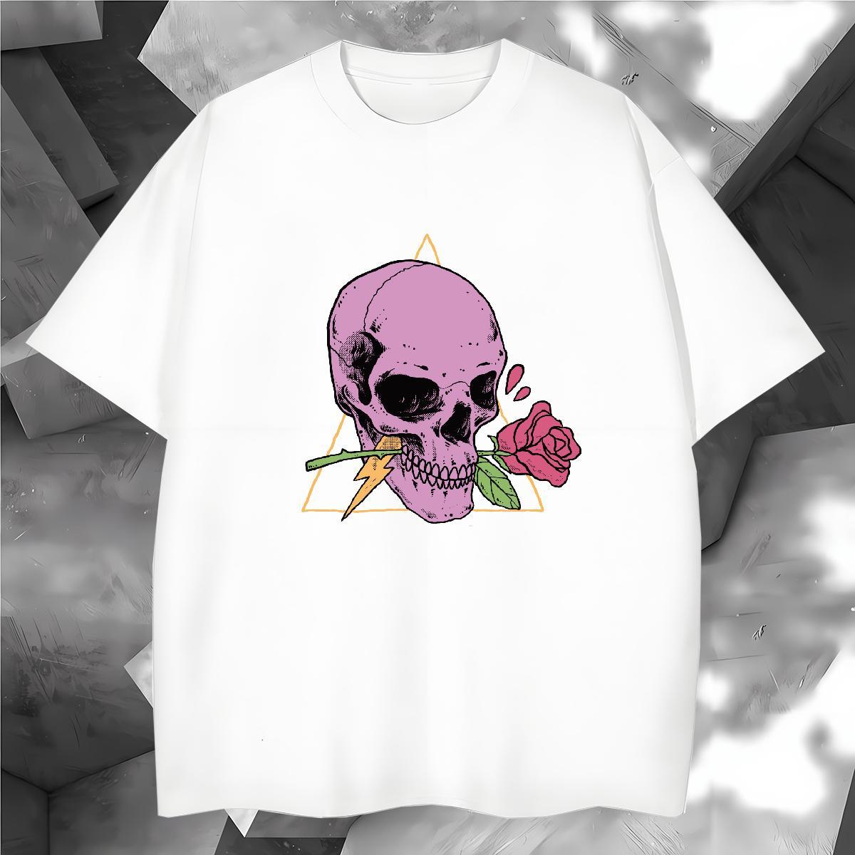 Designer Man T Shirts 100% Cotton 230g flower Casual DIY Printed Round Neck Short Sleeve Men Tops Tees Classic Tee Shirt