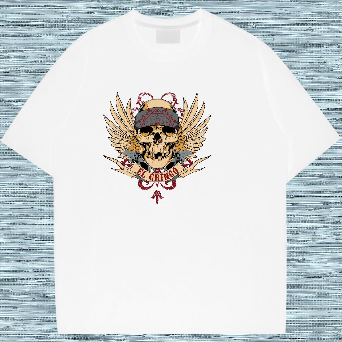 Unisex Mens T Shirts 230g 100% Cotton skull Street Casual Custom Printing Crew Neck Breathable Men Tshirts Stylist Tees Shirts