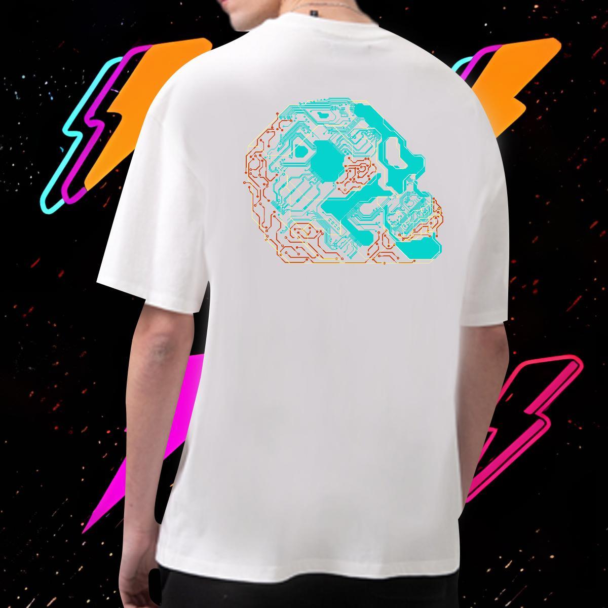 Loose Fit T-Shirts 230g 100% Cotton skull Beach DIY Anime Breathable Crew Neck Couples T Shirts 2024 New Tops
