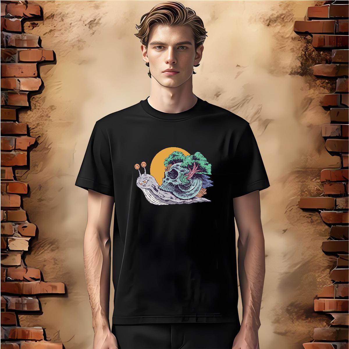 Comfortable Man T Shirts 230g Pure Cotton skull Summer Casual Customized Print Breathable Short Sleeve Men Tees Casual New Tshirts