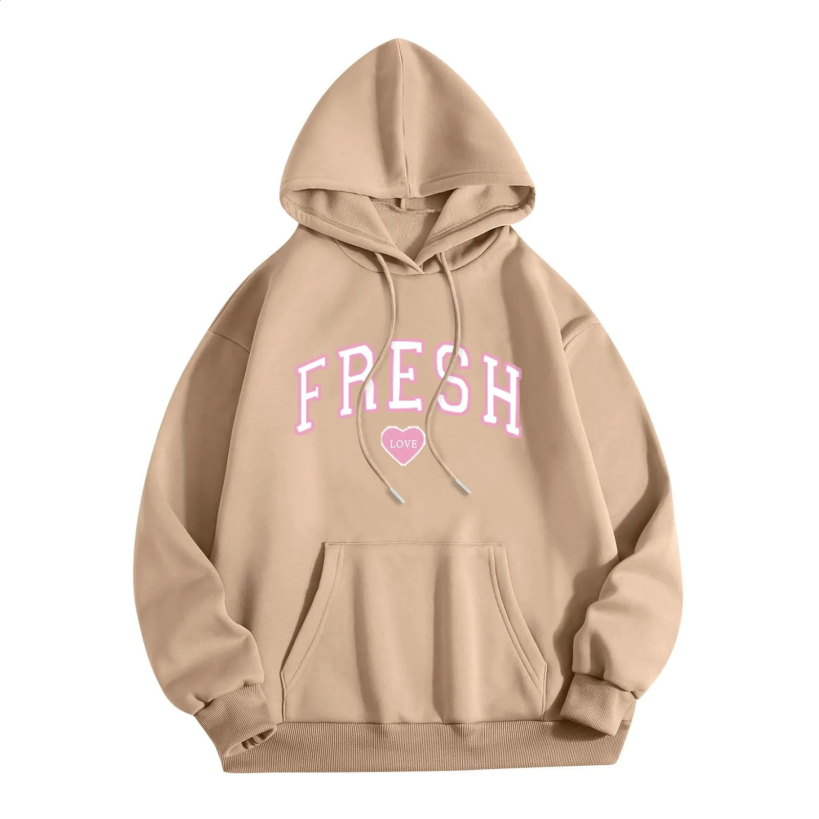 Womens Casual Streetwear Hoodie Fresh Love Printed Sports Shirt Autumn Winter Fashion Comfort Hoodies 240824