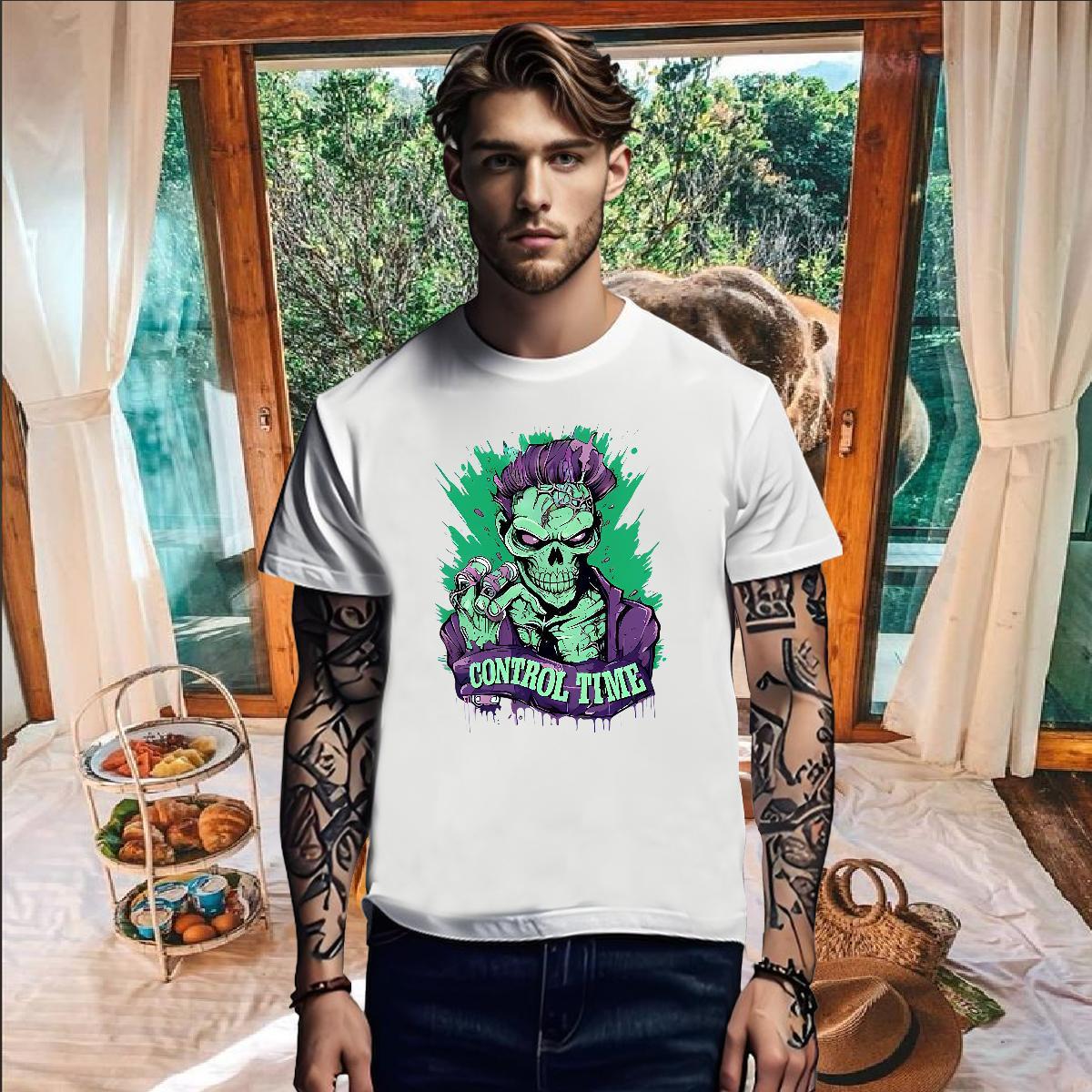 Loose T-Shirts for Men 100% Cotton 230g skull Home Outdoor Asian Size Breathable Crew Neck Men Clothes T-Shirt New Arrival Tees Shirts