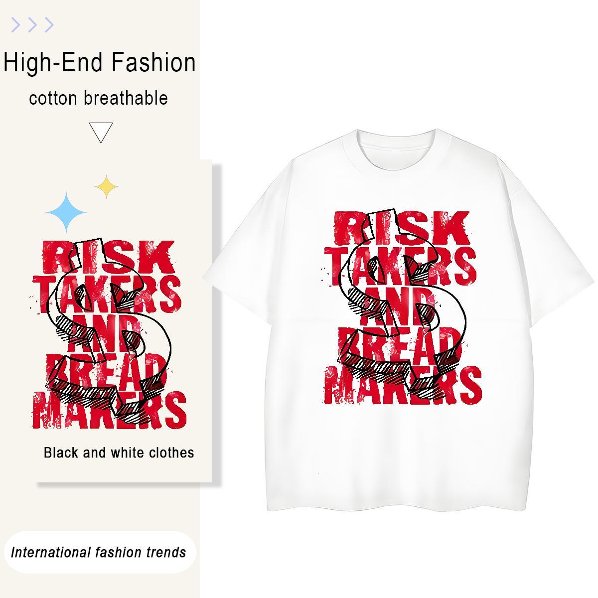Brand Man T Shirts 230g Pure Cotton money Street Casual Custom Cartoon Crew Neck Breathable Tshirt for Man Woman DIY Tshirts