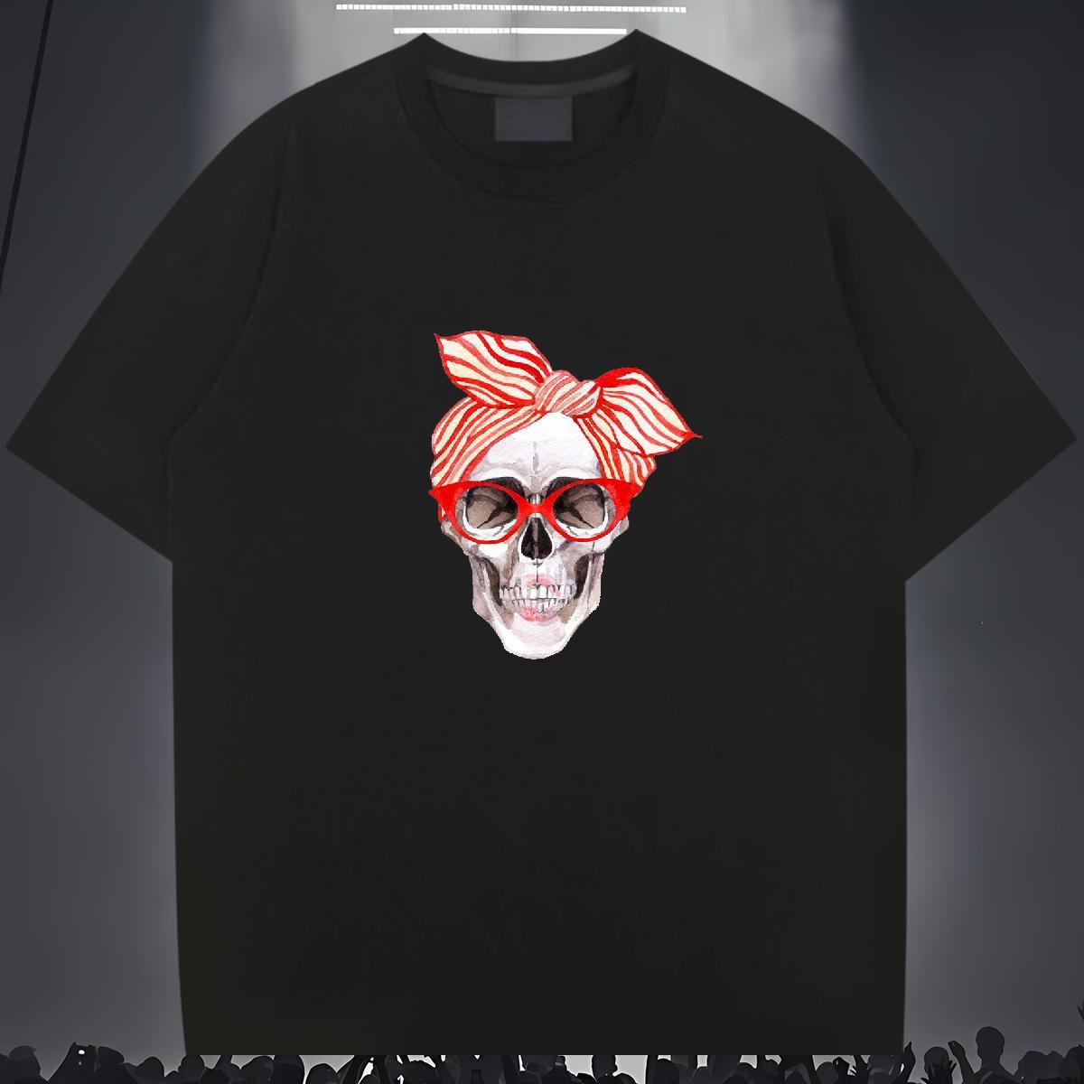 Classic T shirt 230g 100% Cotton skull Spring Summer DIY Short Sleeve O-Neck Men Tees Classic Casual Tees Shirts
