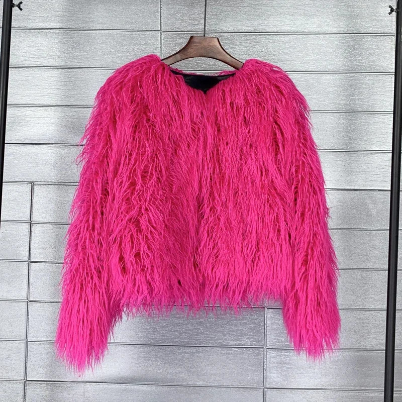 Warm artificial jacket womens fur coat loose large size 6XL winter furry 240824
